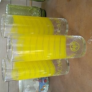 Vintage 7" Bacardi Limon Libbey high ball glasses bat logo set of 3